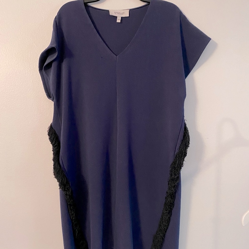 DEREK LAM 10CROSBY NAVY FRINGE DRESS